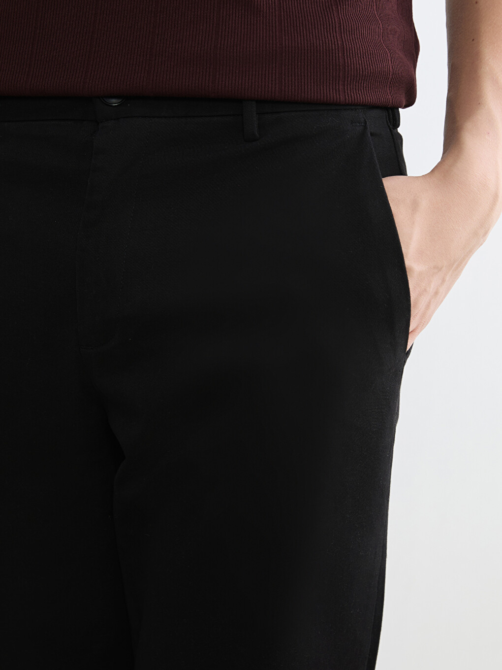 Standard Fit Dobby Fabric Men's Trousers-2