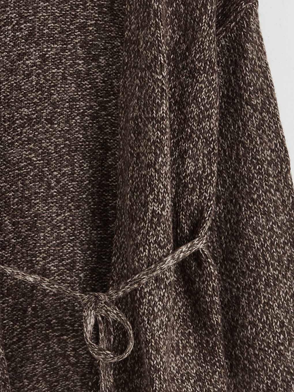 Kahverengi Şal Yaka Desenli Kadın Triko Hırka-5