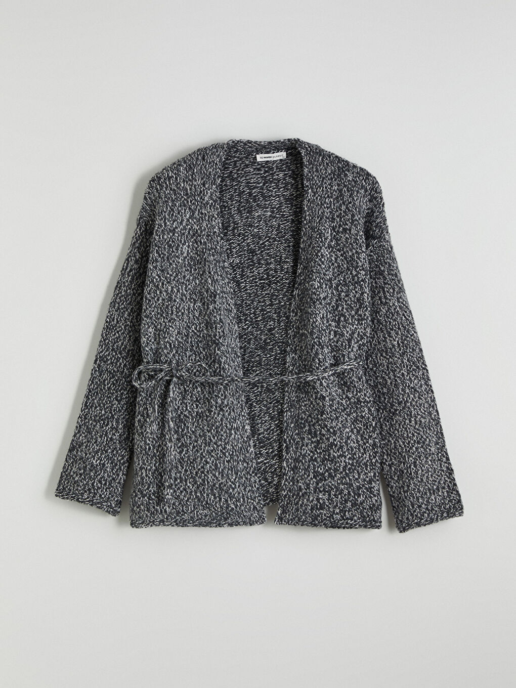 Antrasit Şal Yaka Desenli Kadın Triko Hırka-4