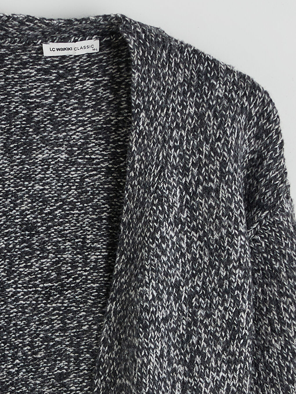 Antrasit Şal Yaka Desenli Kadın Triko Hırka-5