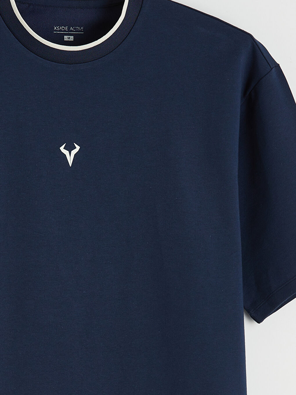 Lacivert Bisiklet Yaka Spor Erkek Tişört-2