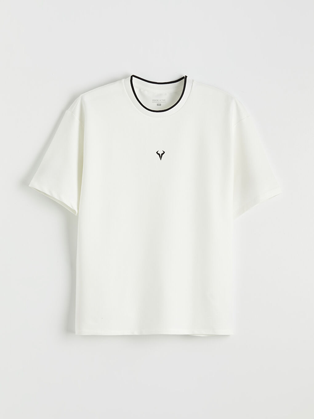 Ekru Oversize Bisiklet Yaka Spor Erkek Tişört