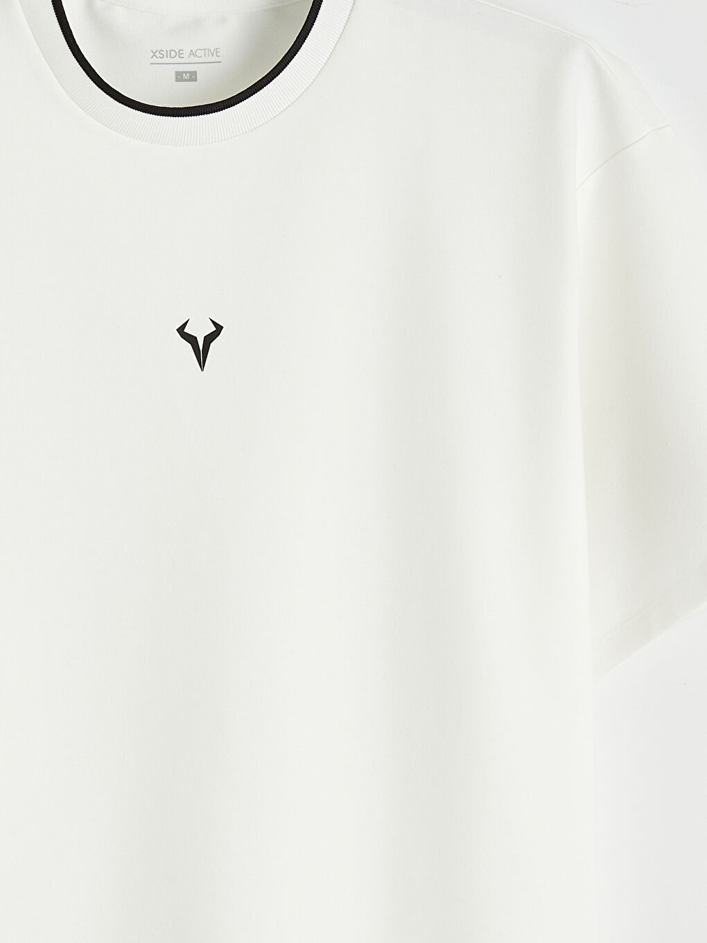 Ekru Oversize Bisiklet Yaka Spor Erkek Tişört-1