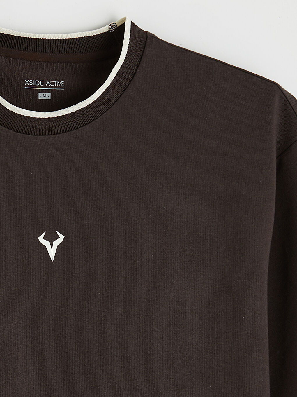 Kahverengi Bisiklet Yaka Erkek Spor Tişört-1