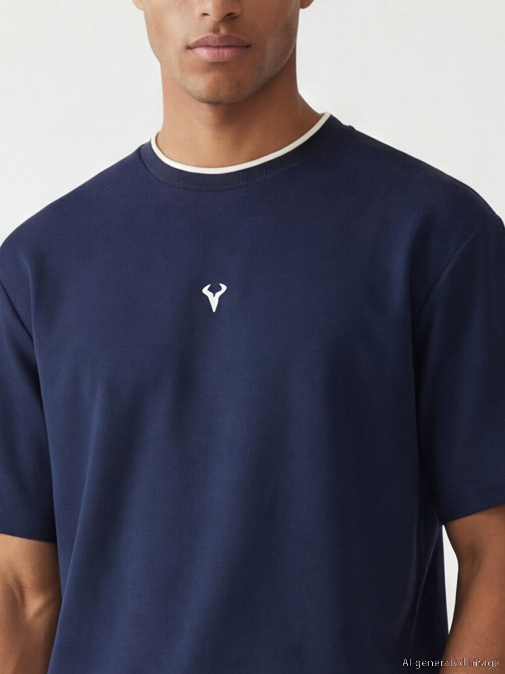 Lacivert Bisiklet Yaka Erkek Spor Tişört-2