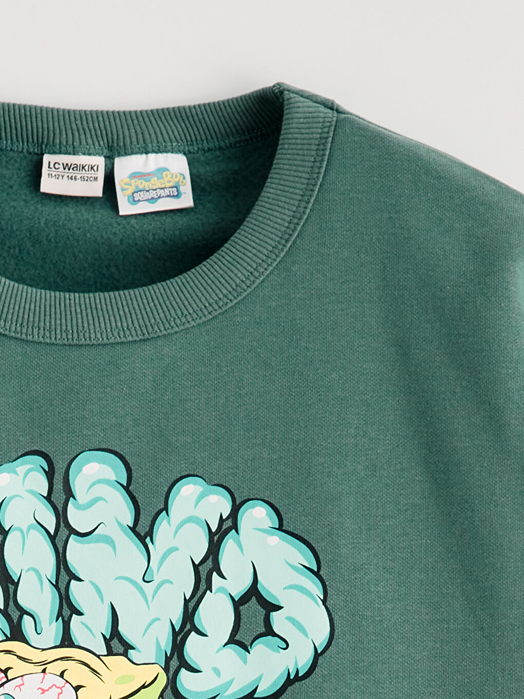 Erkek Çocuk Bisiklet Yaka Sünger Bob Baskılı Kalın Sweatshirt-1