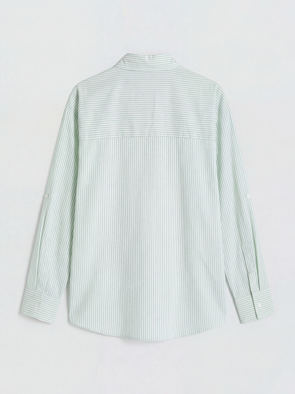 Çizgili Oversize Poplin Kadın Gömlek-5