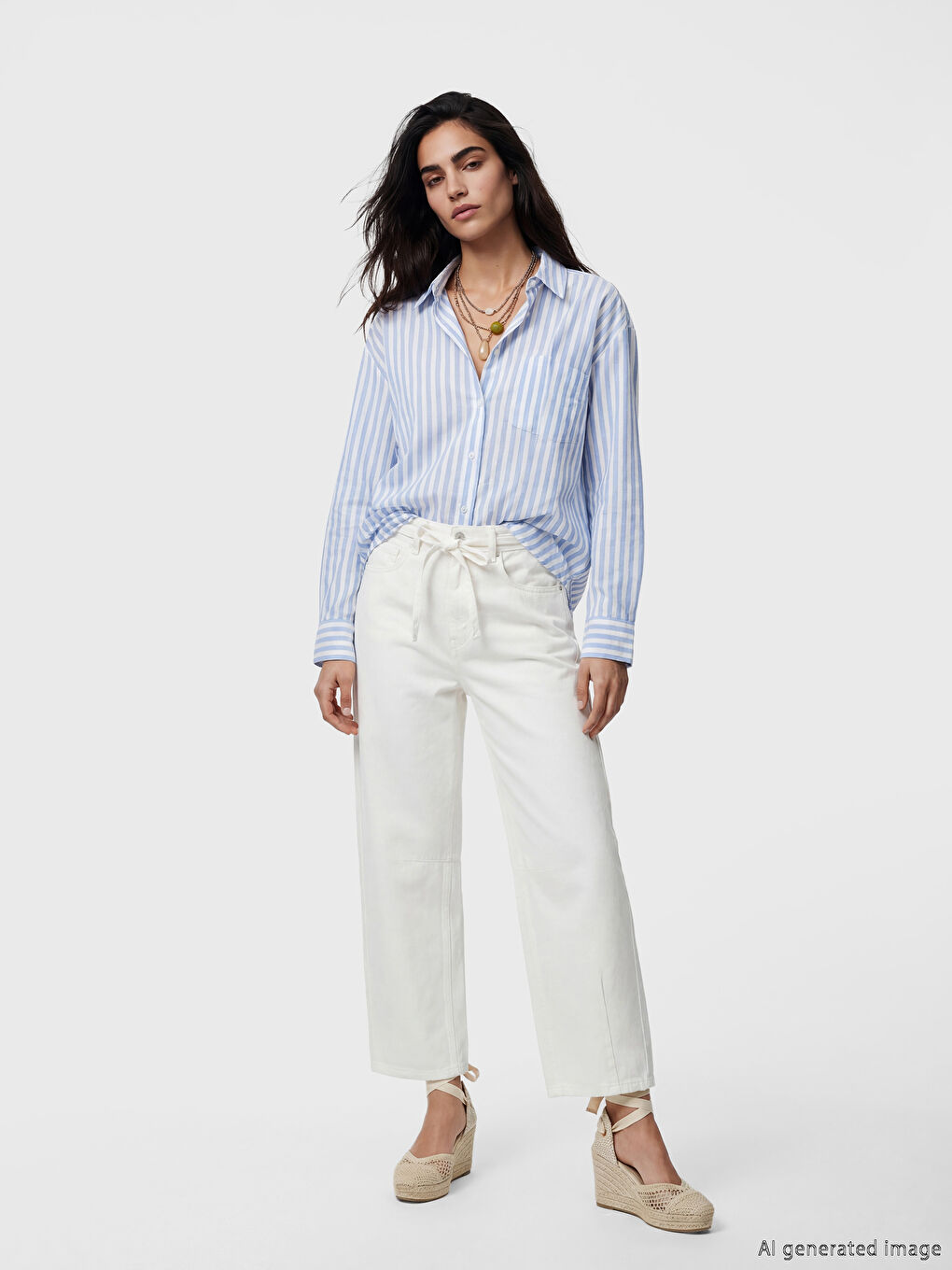 Gestreiftes Oversize-Popeline Damenhemd-1