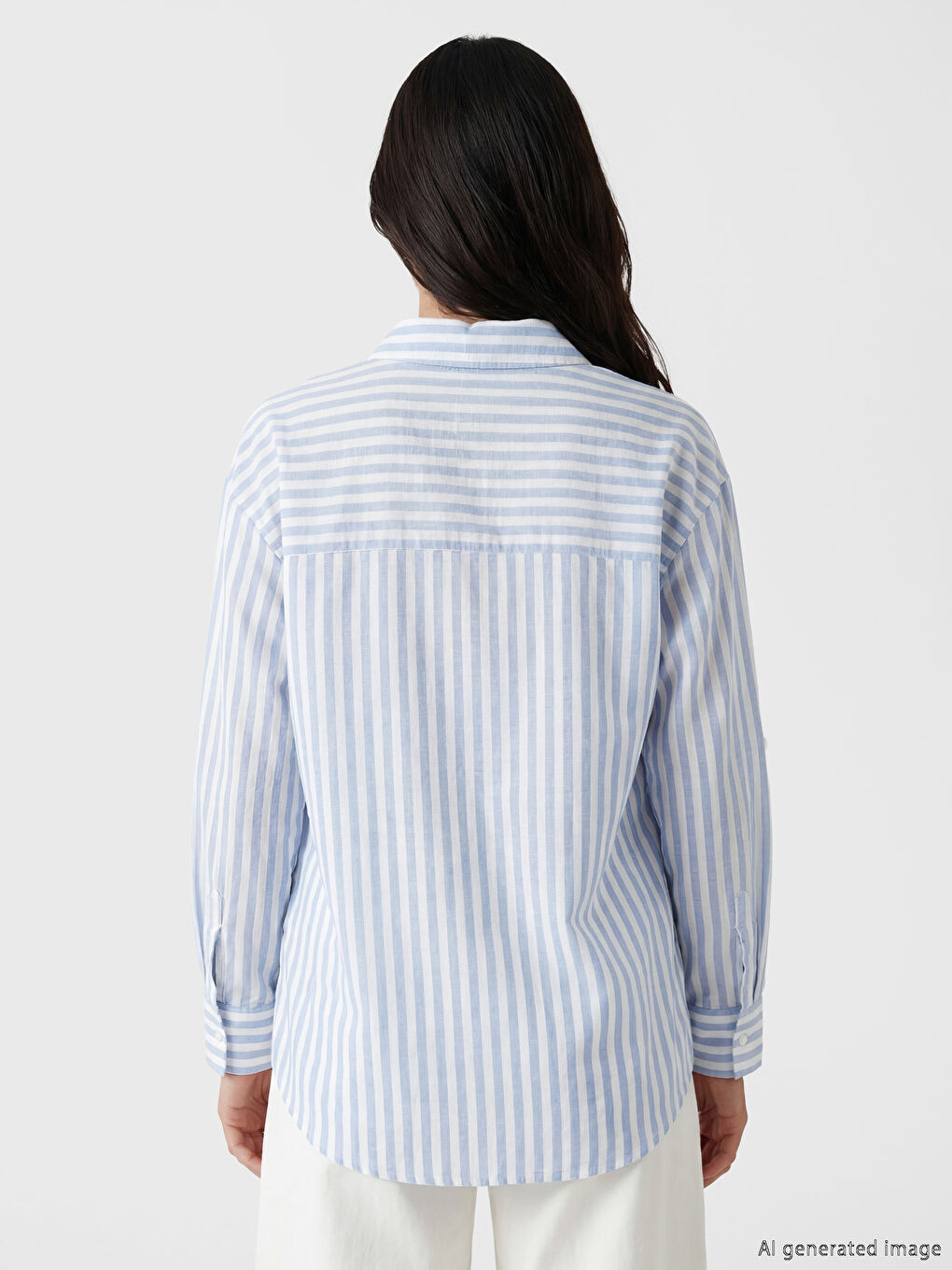 Gestreiftes Oversize-Popeline Damenhemd-3