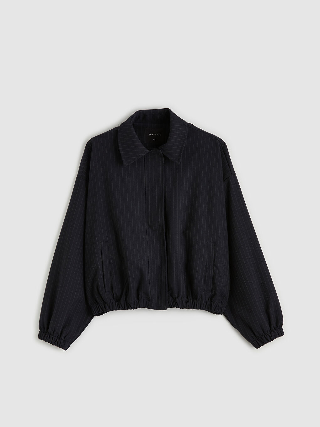 Lacivert Çizgili Oversize Kadın Gömlek Ceket-4