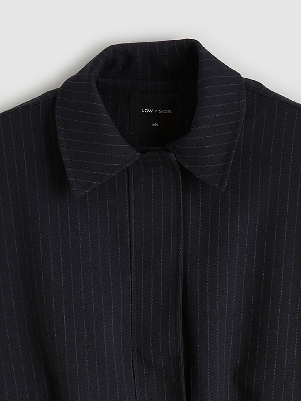 Lacivert Çizgili Oversize Kadın Gömlek Ceket-5