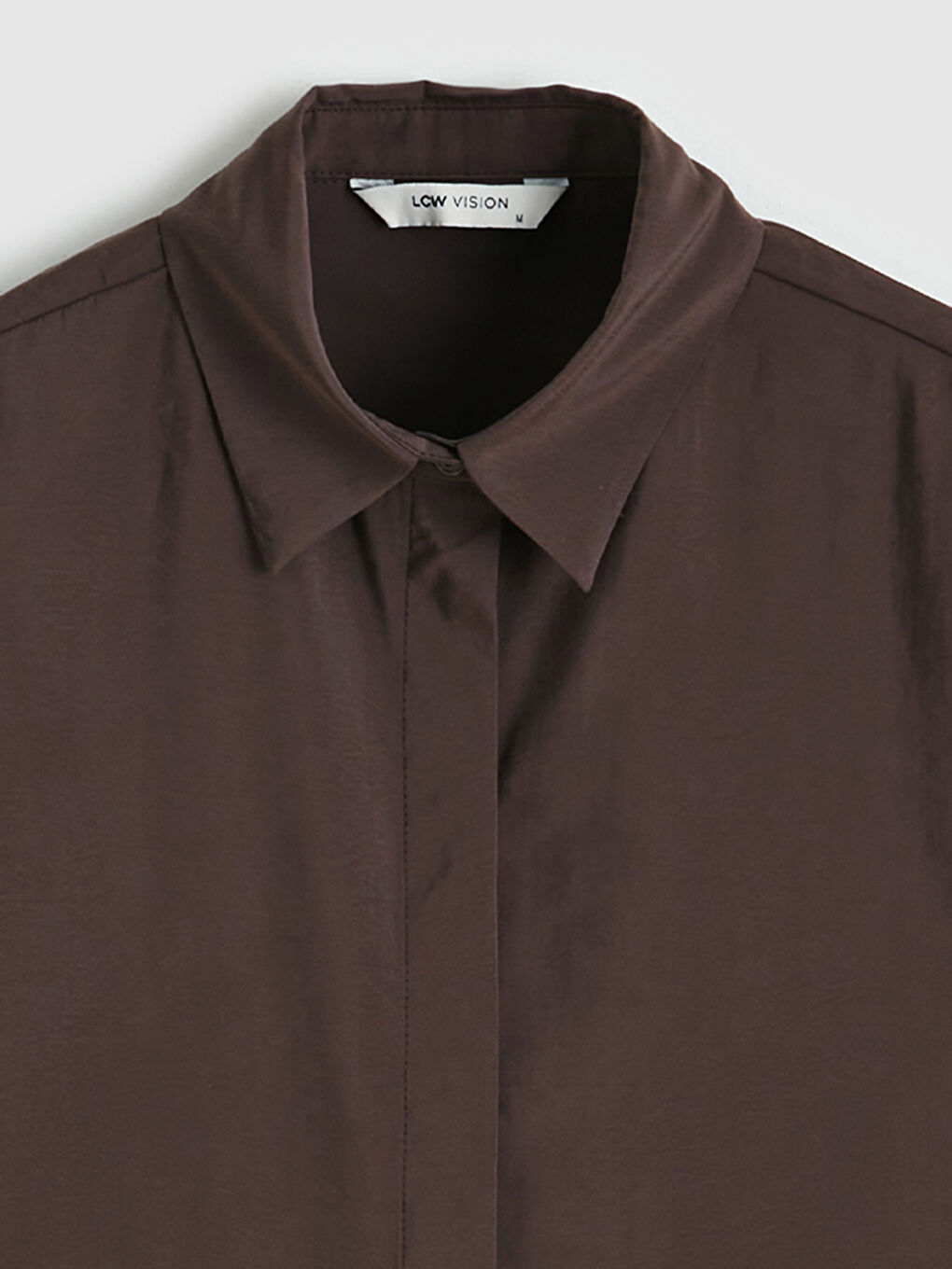 Kahverengi Modal Karışımlı Crop Kadın Gömlek-2