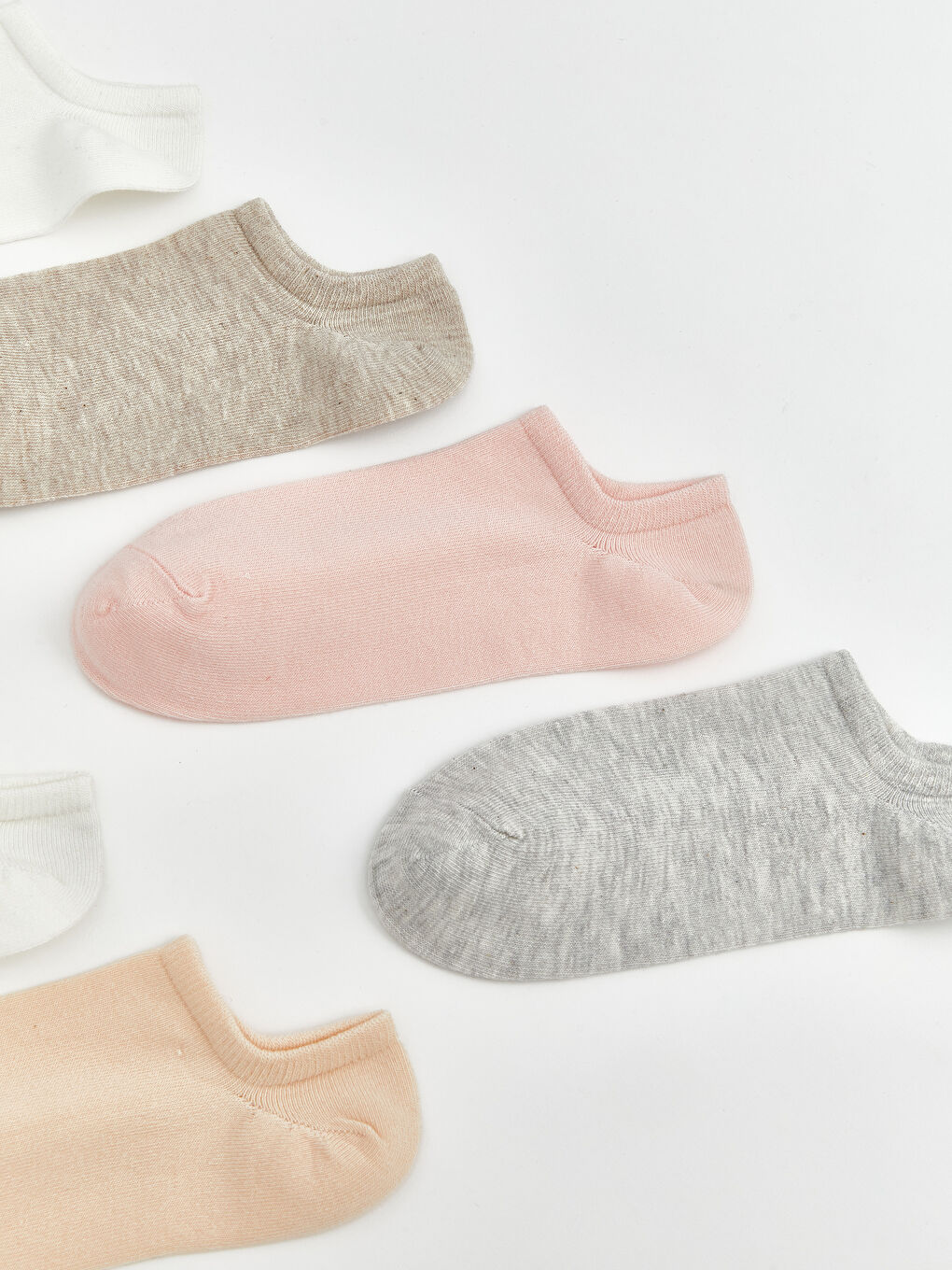 Ekru Kadın Düz Patik Çorap 7'li-1