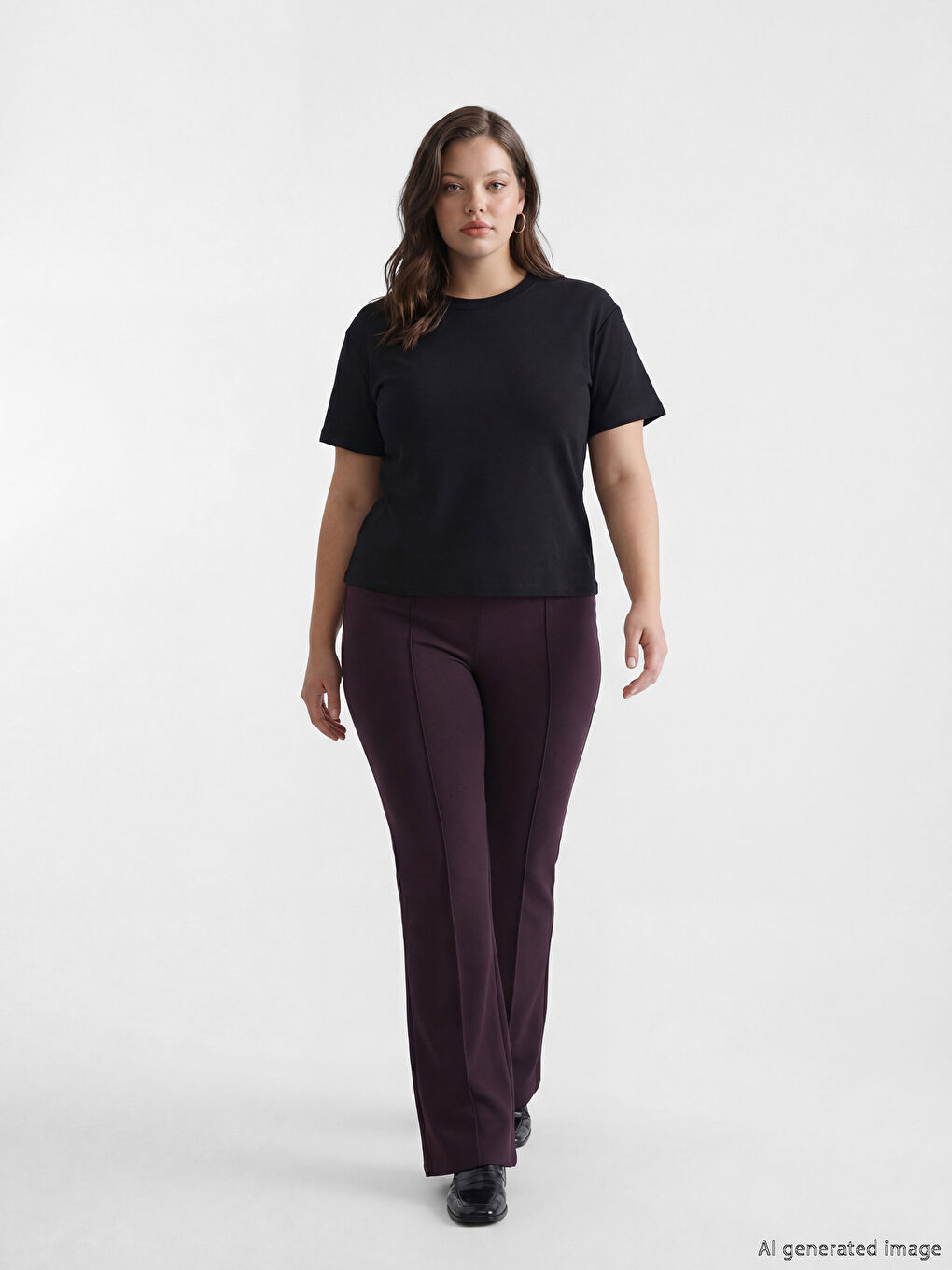 Bordo Dar Fit Kadın İspanyol Paça Pantolon-1