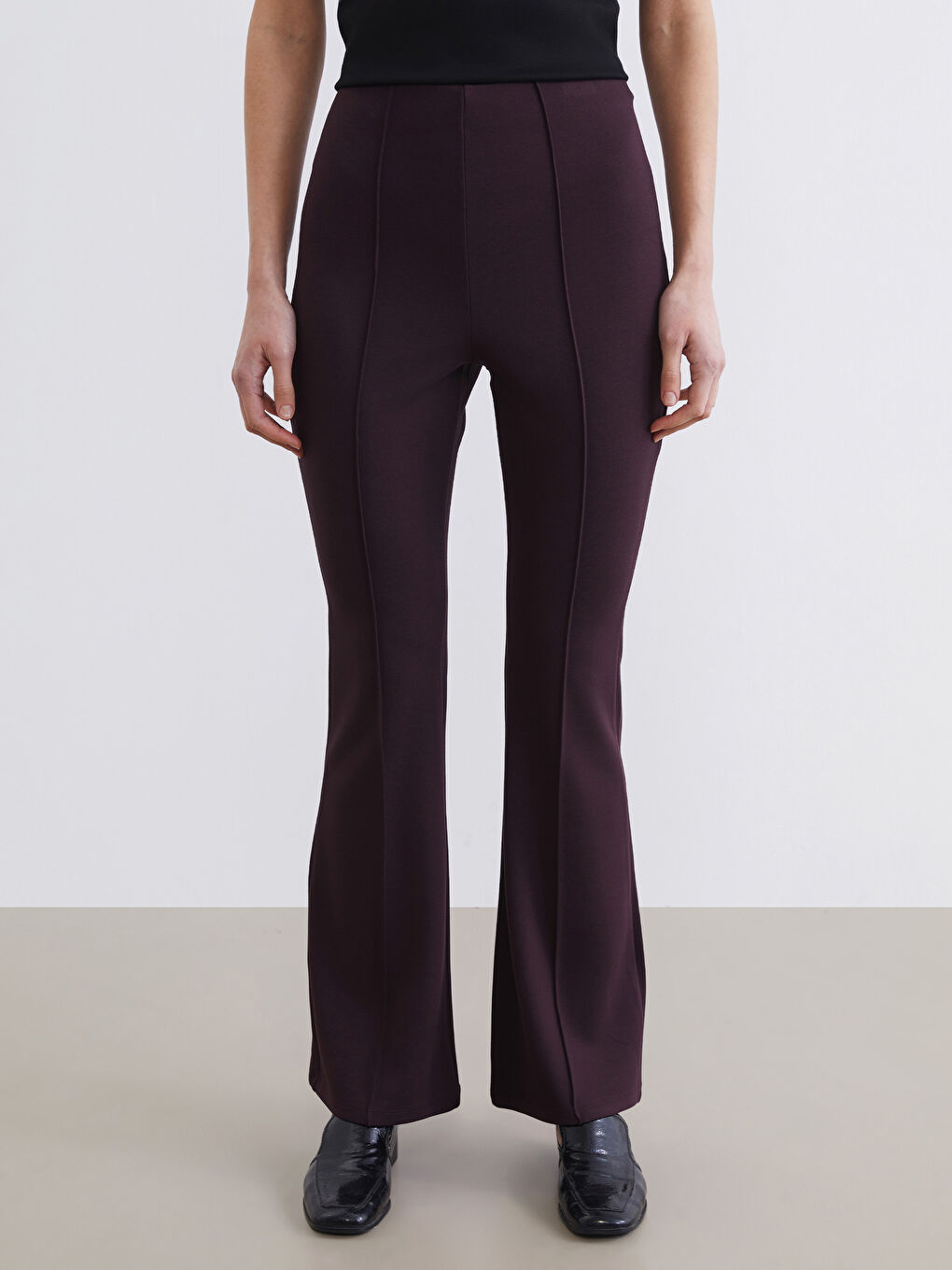 Bordo Dar Fit Kadın İspanyol Paça Pantolon-1