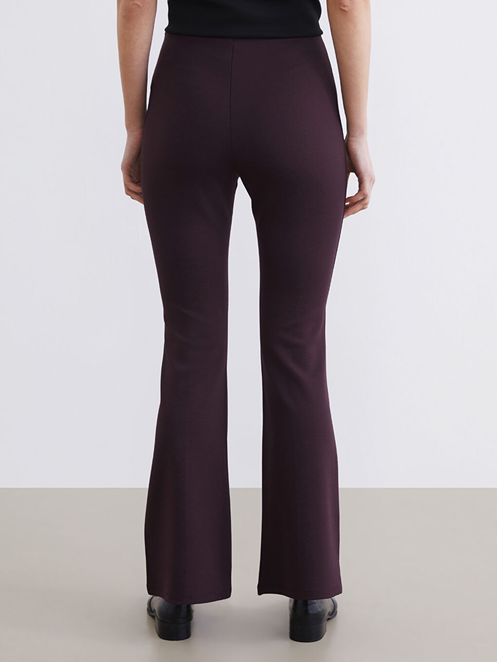 Bordo Dar Fit Kadın İspanyol Paça Pantolon-3