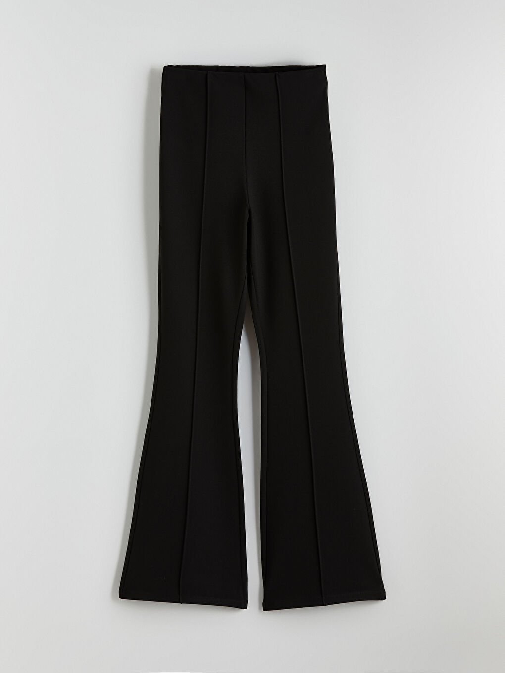 Siyah Dar Fit Kadın İspanyol Paça Pantolon-4