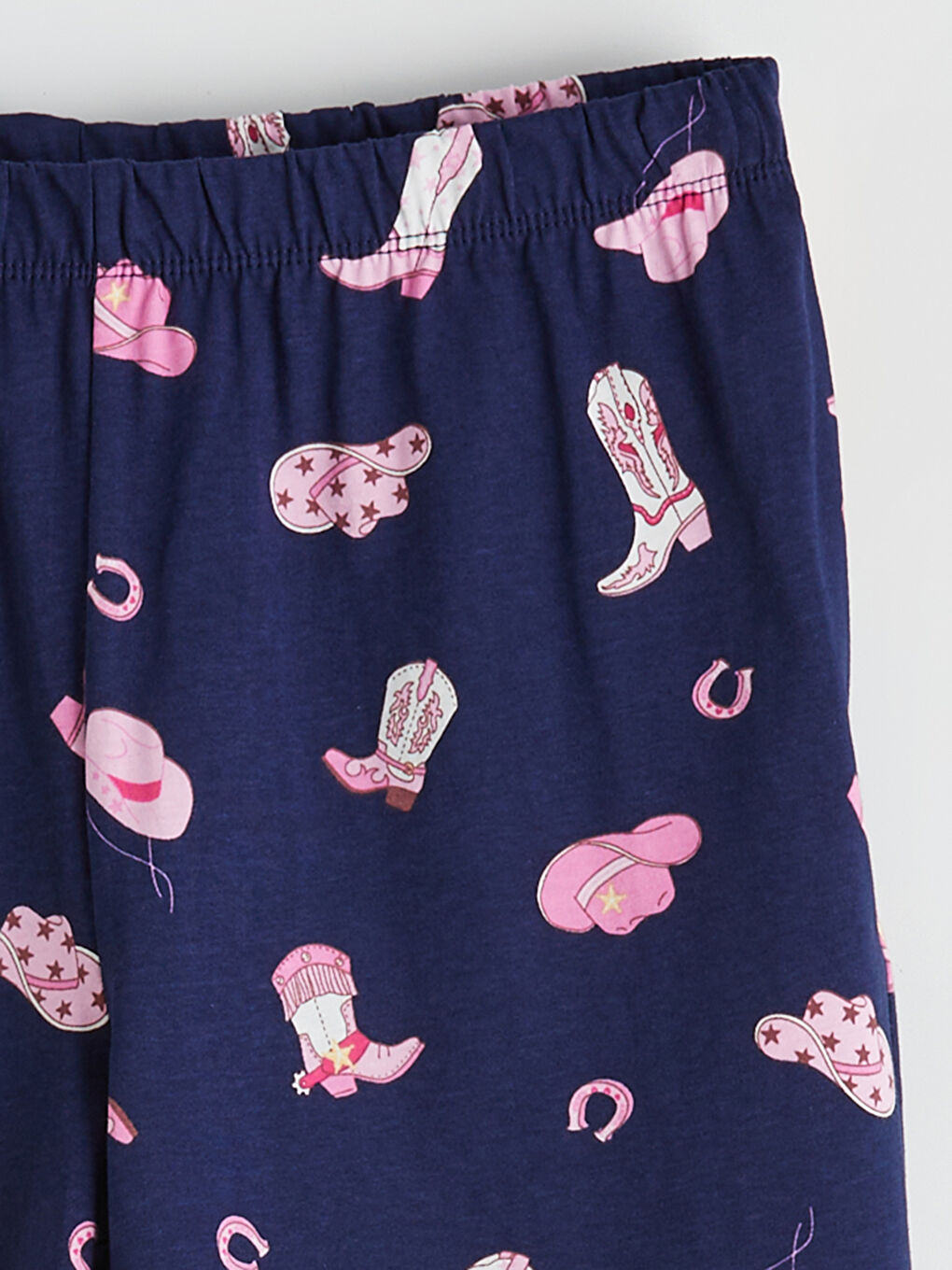 Lacivert Bisiklet Yaka Baskılı Kadın Şortlu Pijama Takımı-4