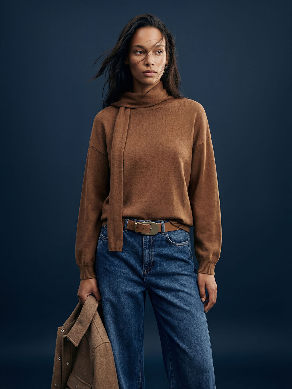 Scarf Neck Women's Knit Sweater