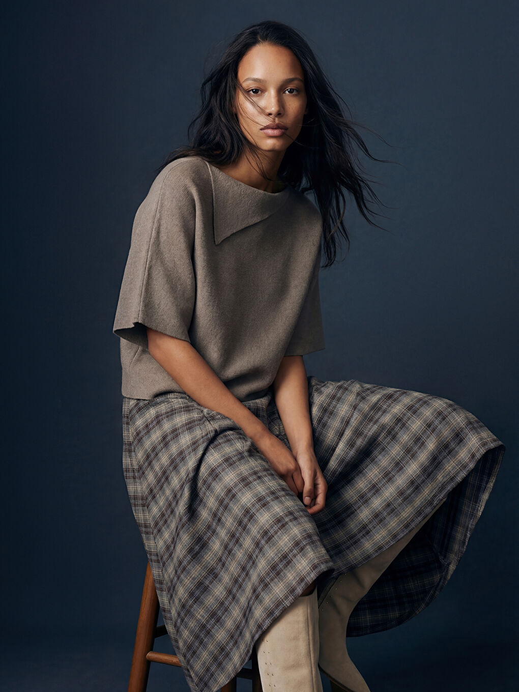 Asymmetric Neck Oversized Women's Knit Sweater