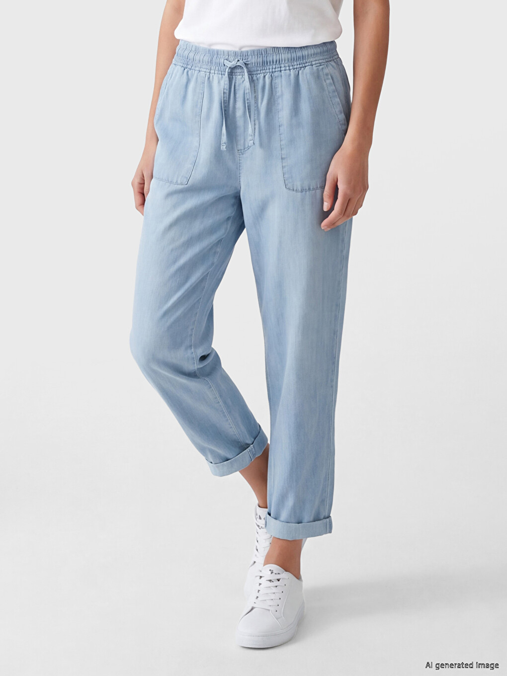 Elastic Waist Carrot Fit Women's Jeans-1