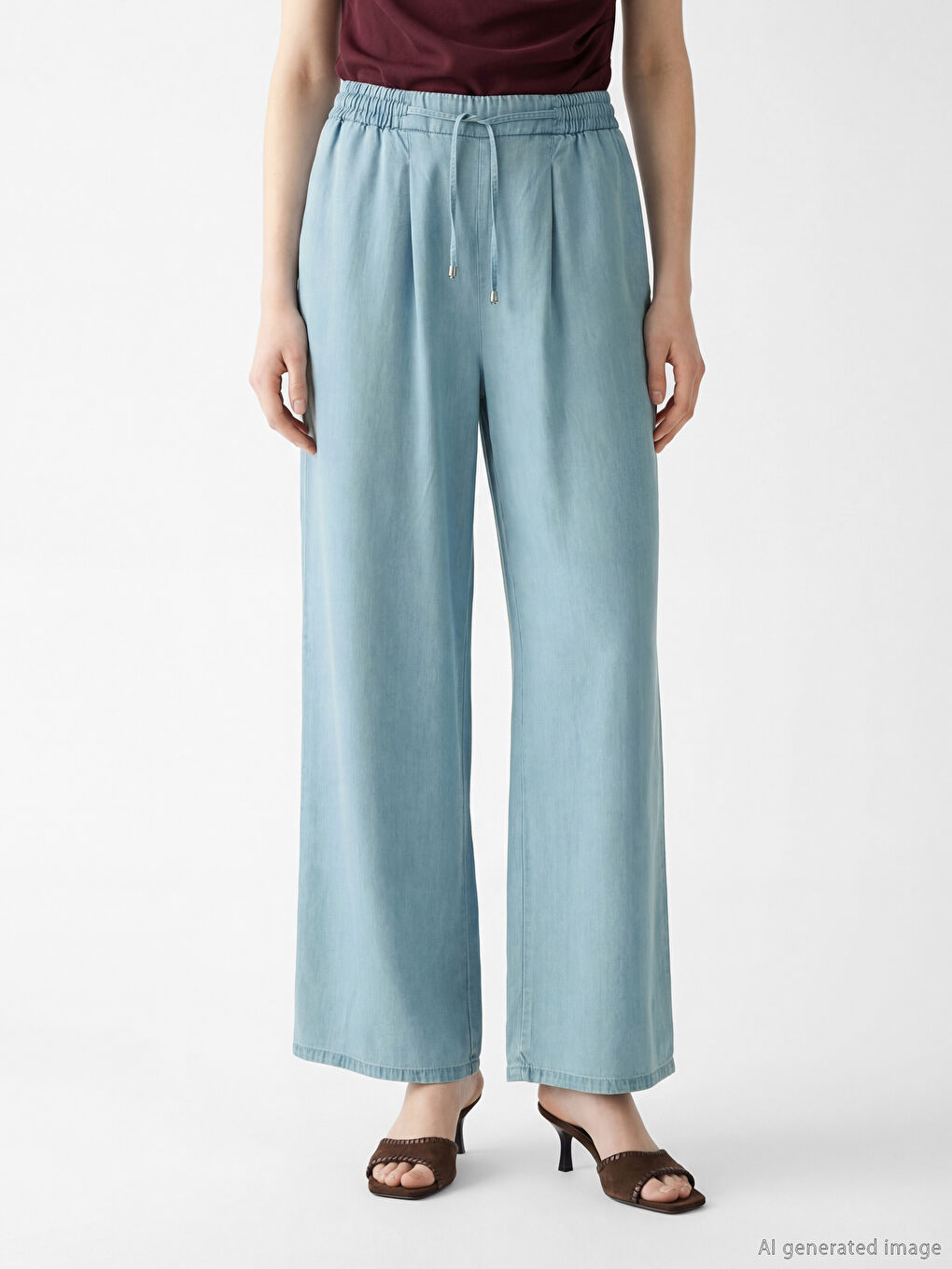 Elasticated Waist Wide Leg Women's Jeans-1