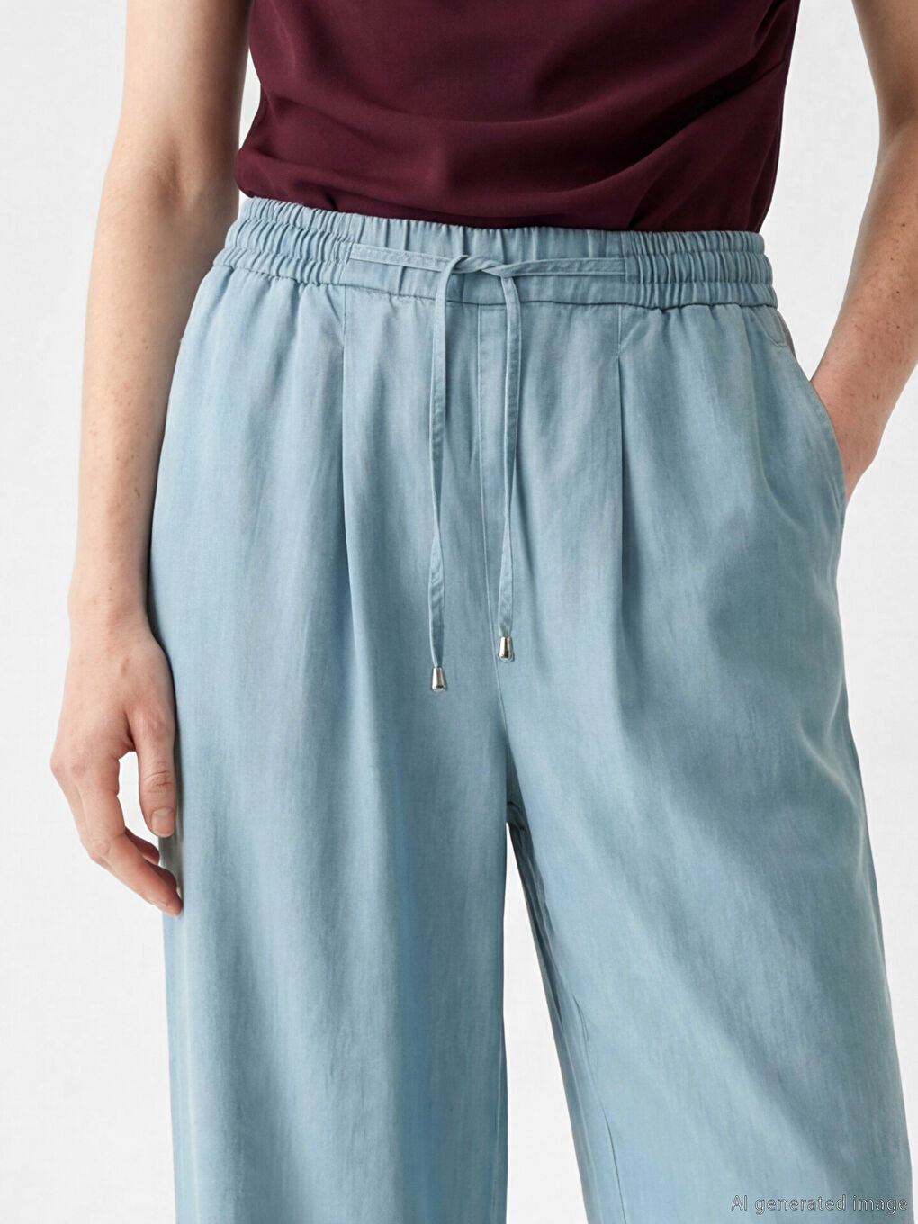 Elasticated Waist Wide Leg Women's Jeans-2