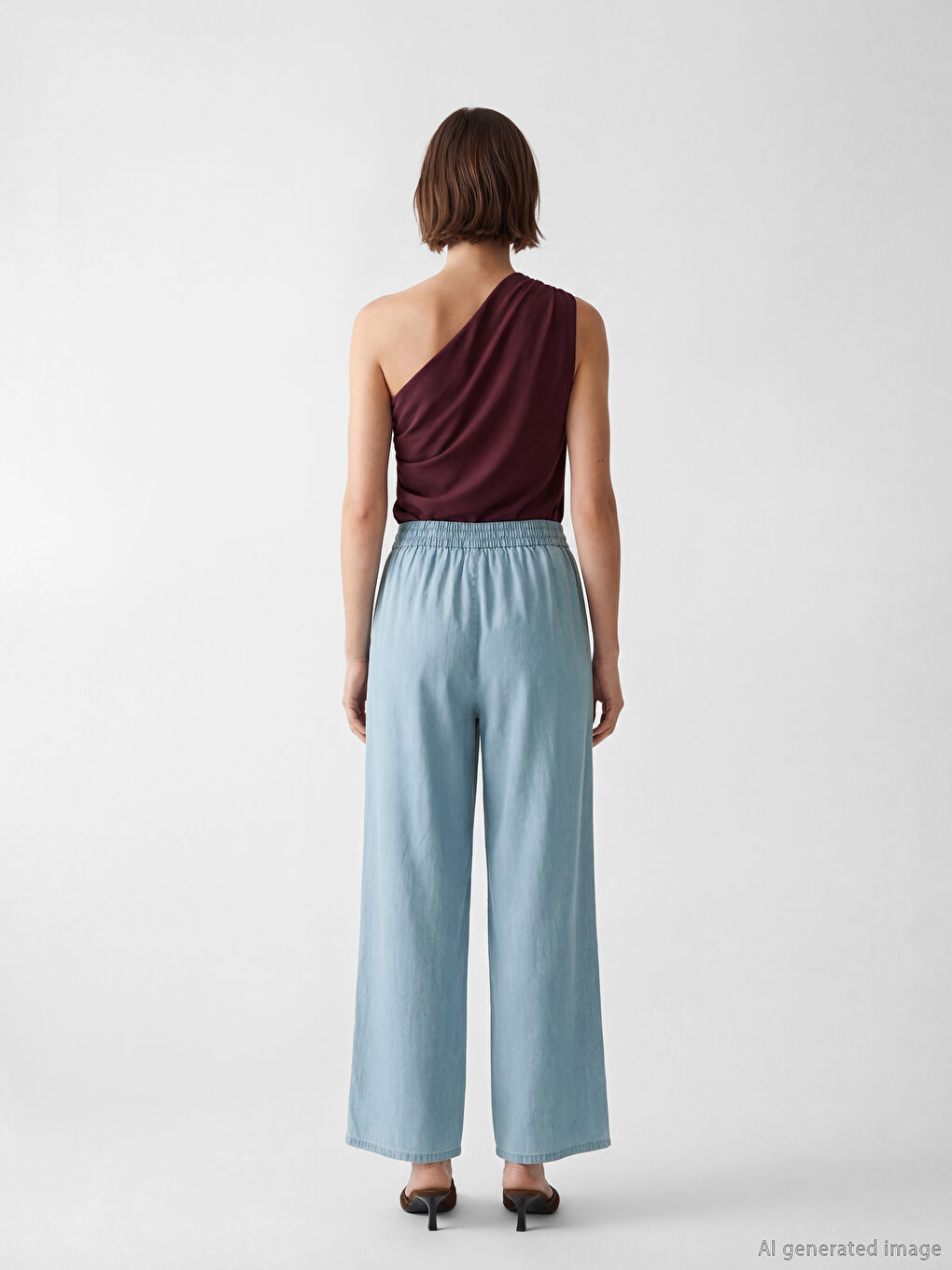 Elasticated Waist Wide Leg Women's Jeans-3