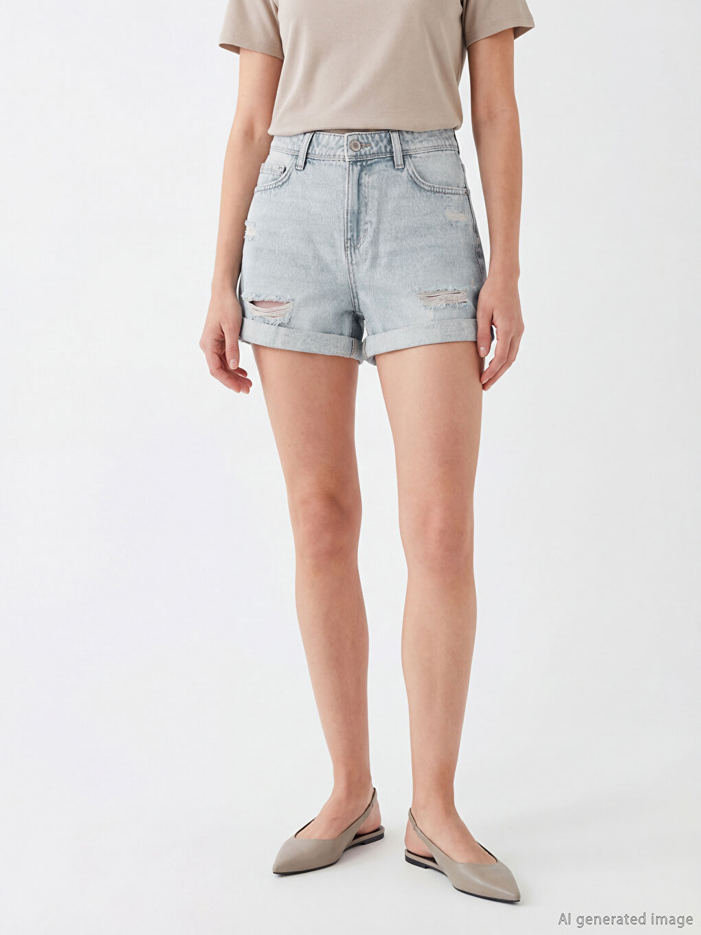 Woman INDIGO Denim Shorts-1