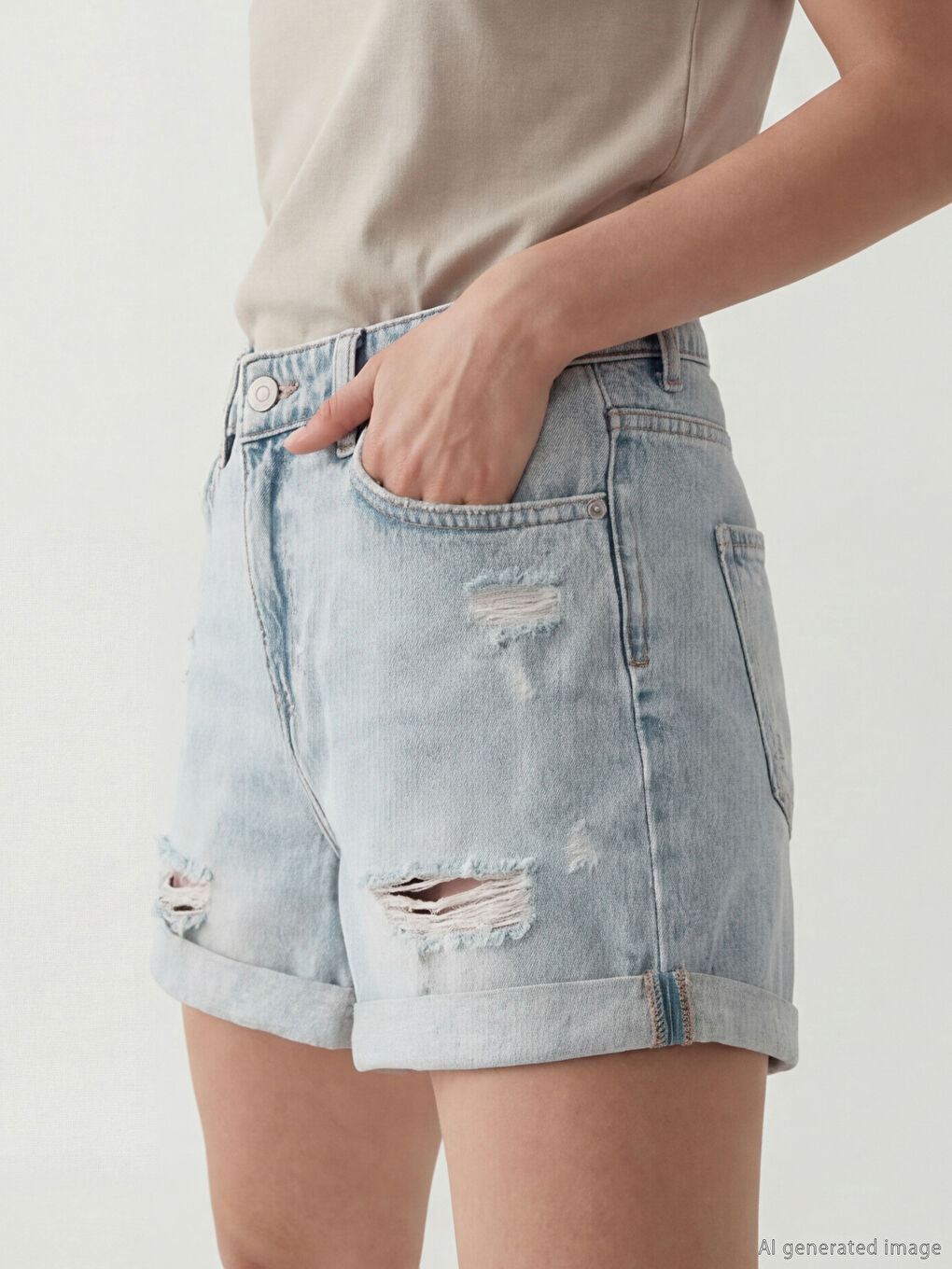 Woman INDIGO Denim Shorts-2
