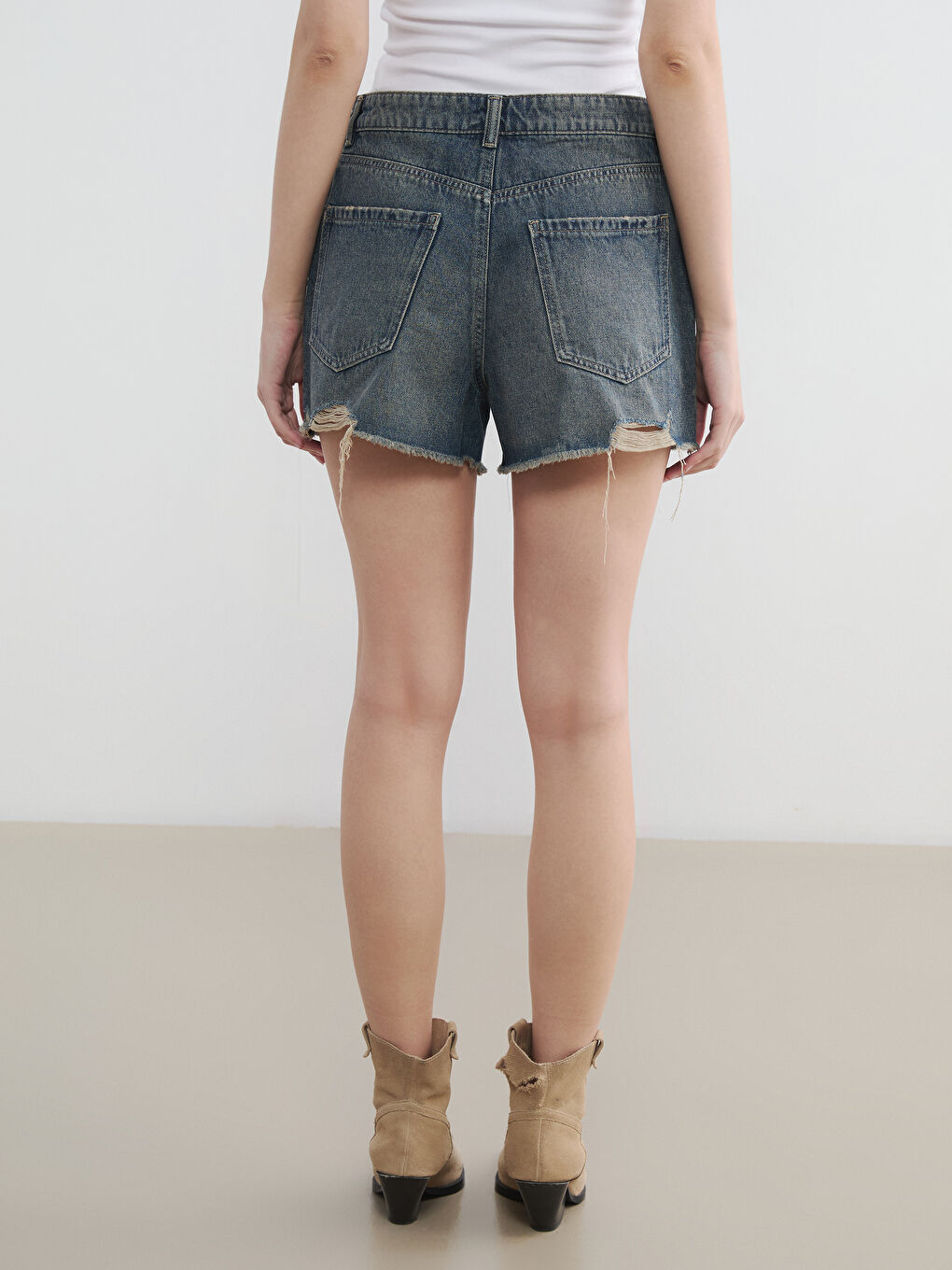 Жена Индиго Къси дънкови панталони-3