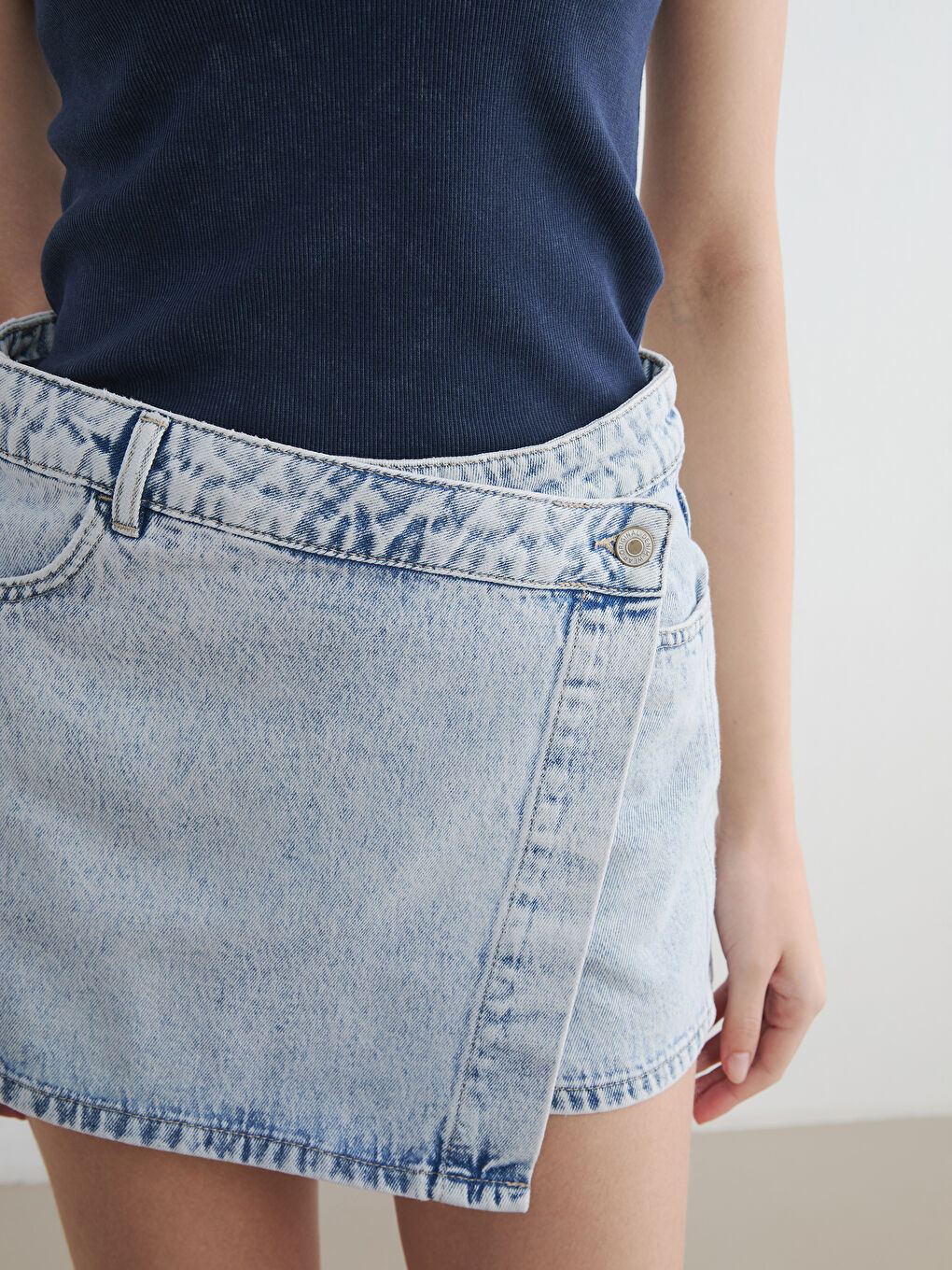 Γυναίκα INDIGO Τζιν σορτς επικάλυψης-2