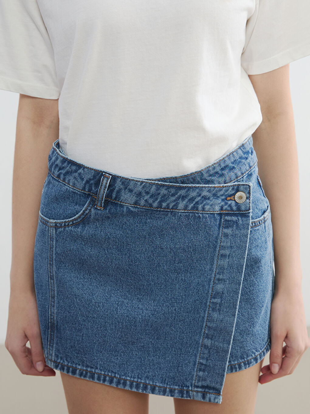 Γυναίκα INDIGO Τζιν σορτς επικάλυψης-2