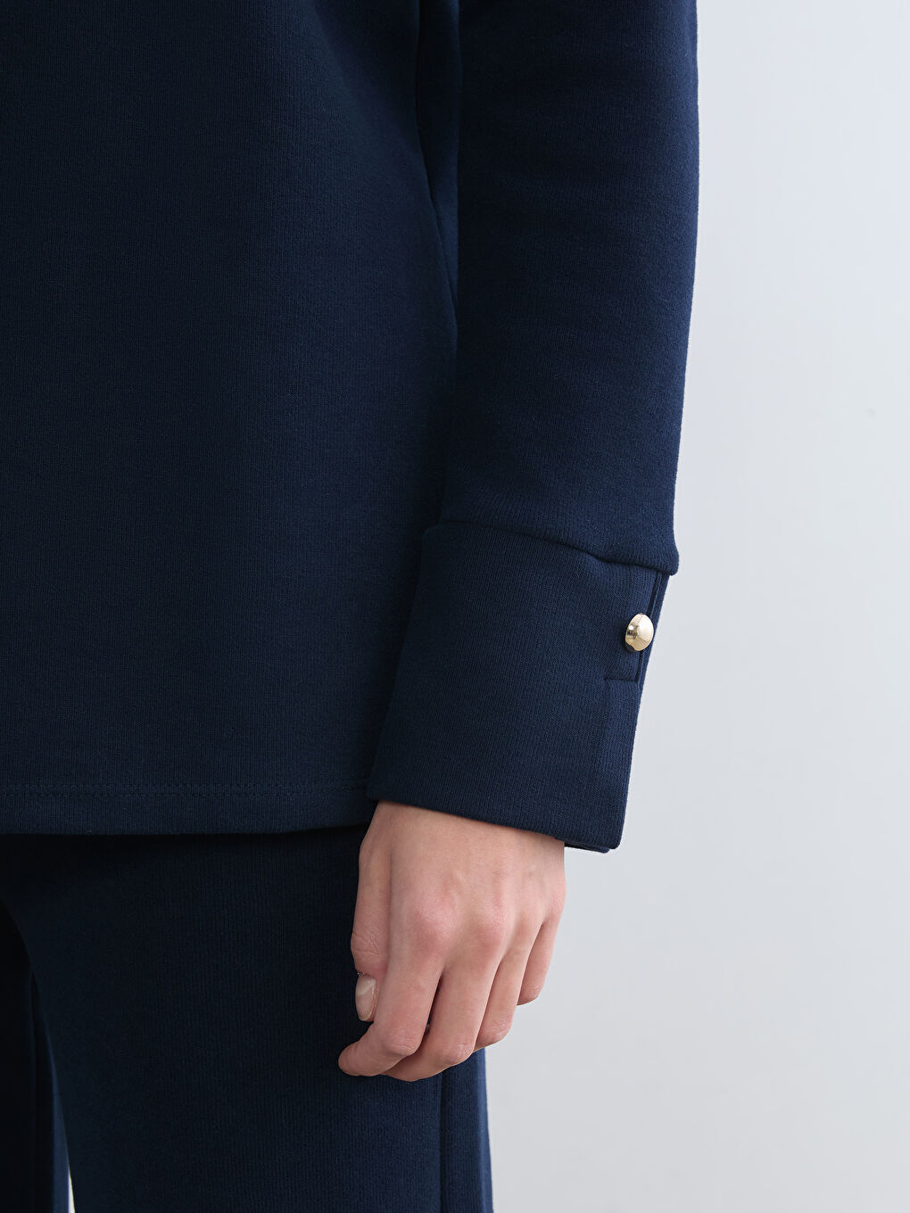 Lacivert Dik Yaka Kadın Sweatshirt Tunik-2