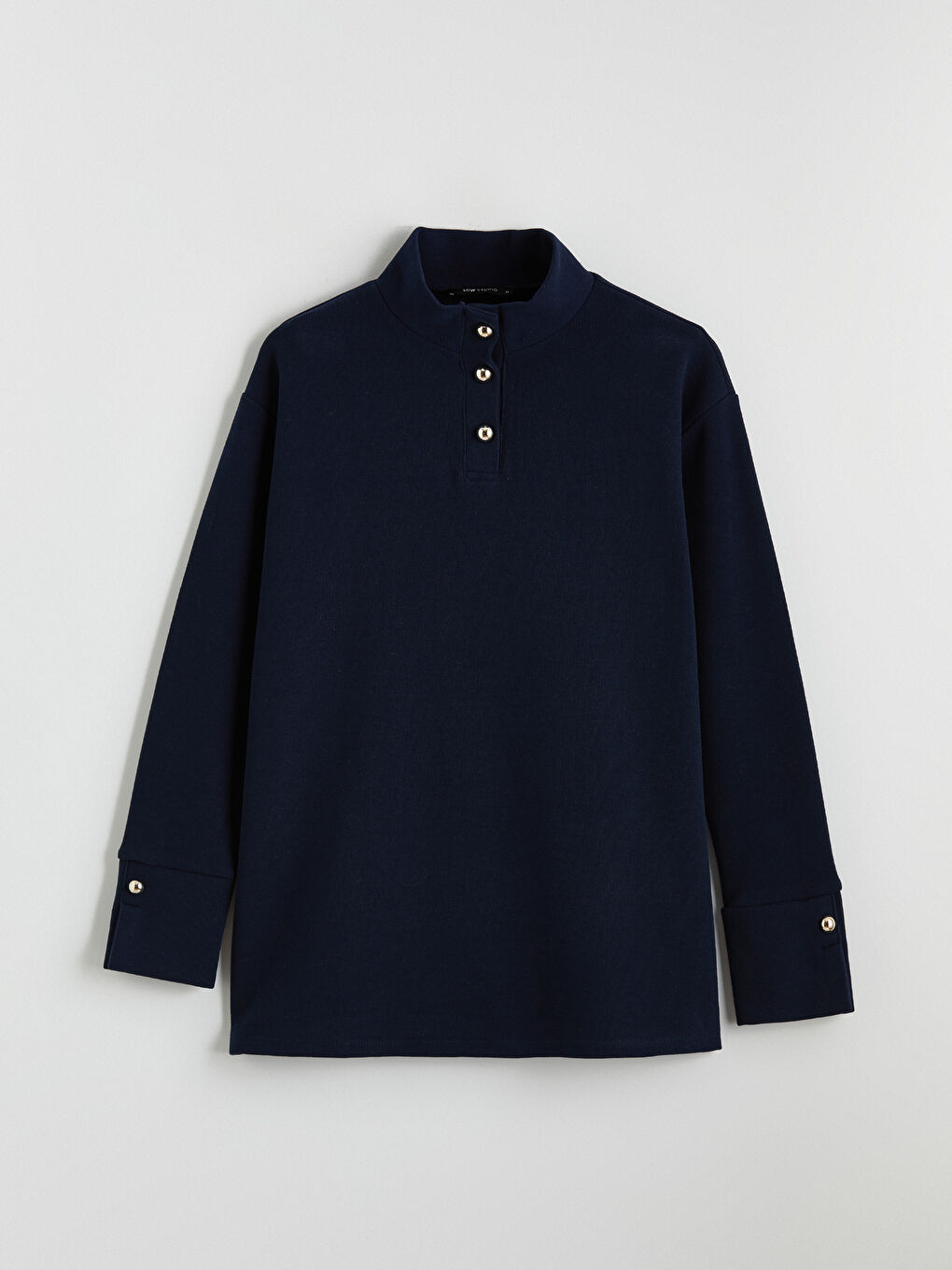 Lacivert Dik Yaka Kadın Sweatshirt Tunik-4