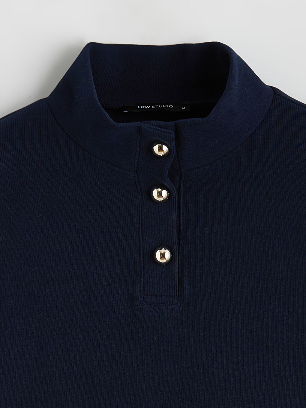 Lacivert Dik Yaka Kadın Sweatshirt Tunik-5