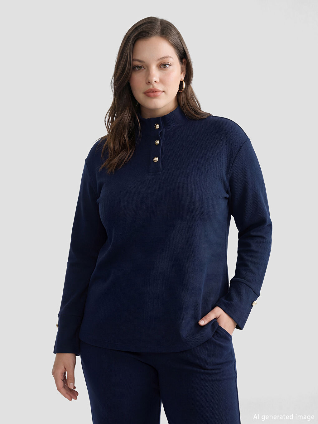 Tunique en Sweatshirt à Col Cheminée pour Femmes-3