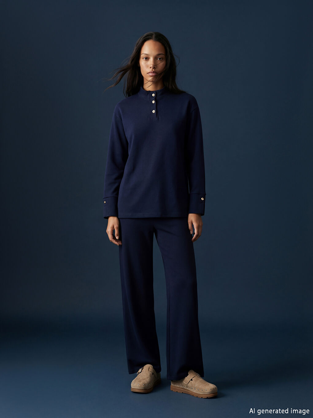 Tunique en Sweatshirt à Col Cheminée pour Femmes-1