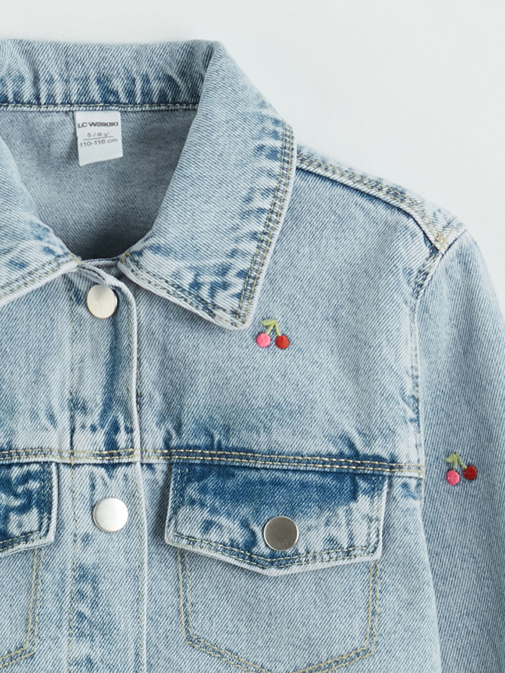 İndigo  Nakışlı Kız Çocuk Jean Ceket-1