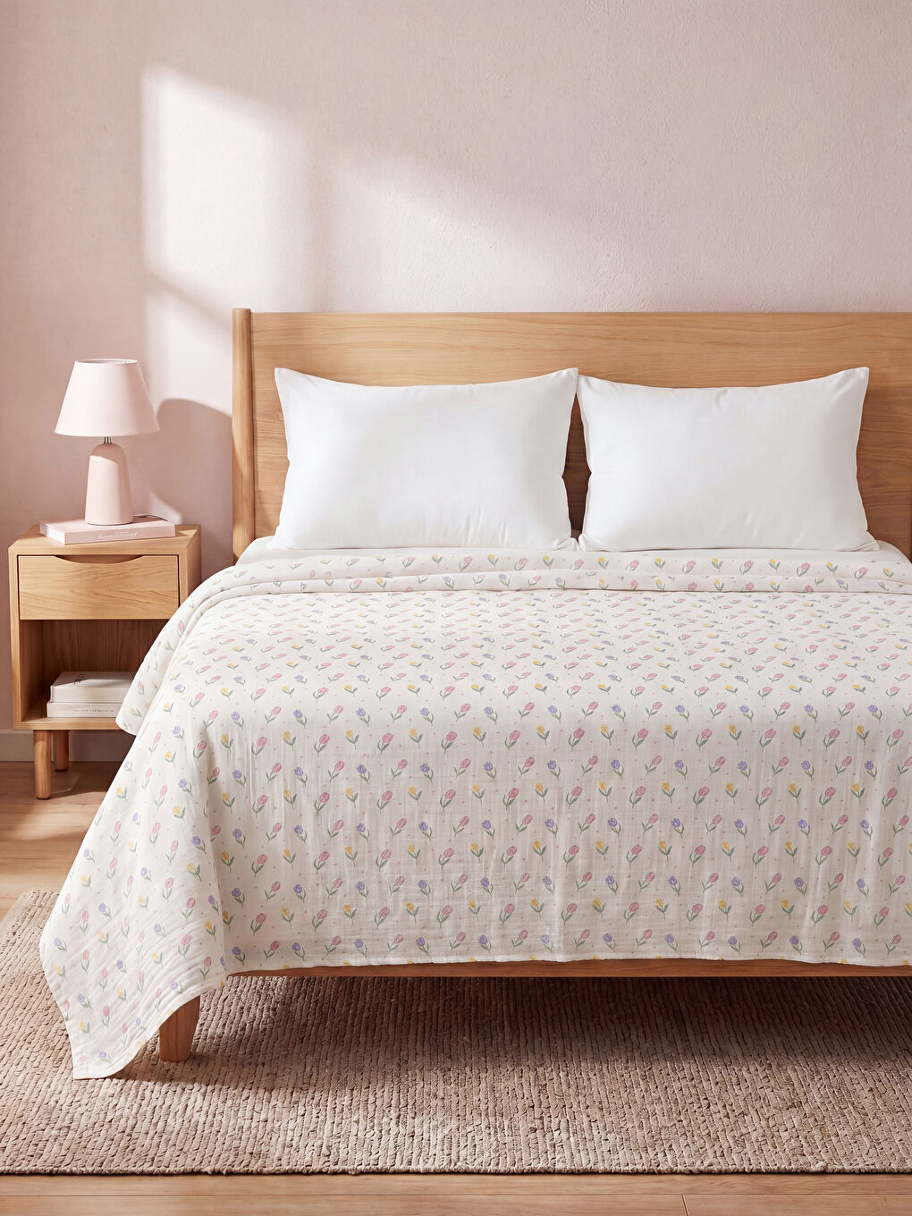 Floral Patterned Double Bedspread 200x220 cm