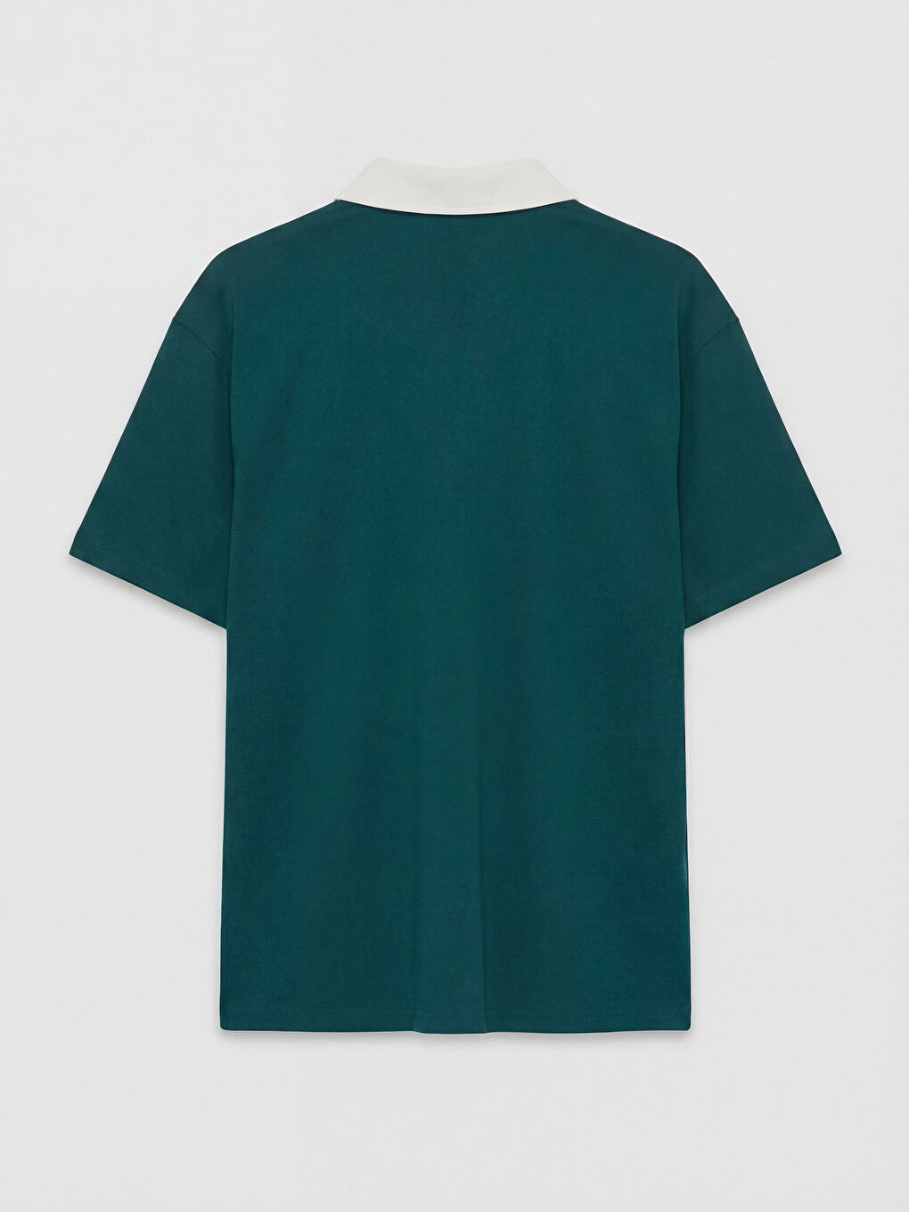 Yeşil Rahat Fit Nakışlı Polo Yaka Erkek Tişört-5