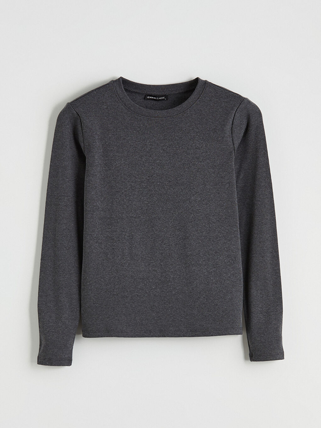 Antrasit Bisiklet Yaka Kadın Tişört-4