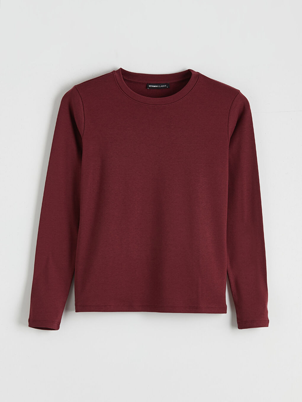 Bordo Bisiklet Yaka Kadın Tişört-4