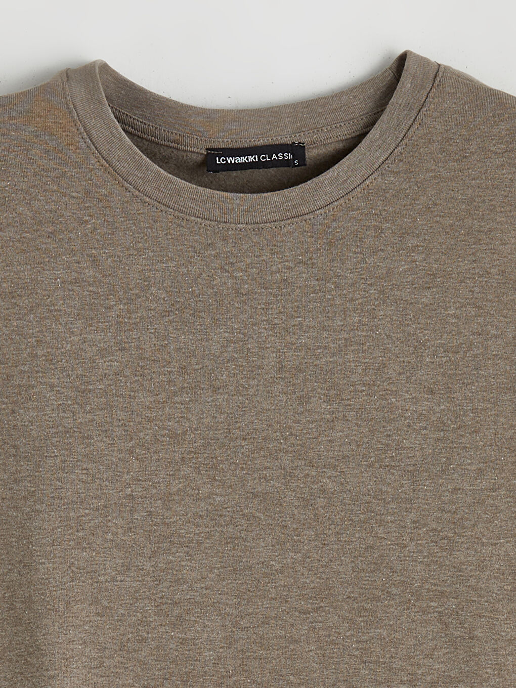 Bej Bisiklet Yaka Kadın Tişört-5