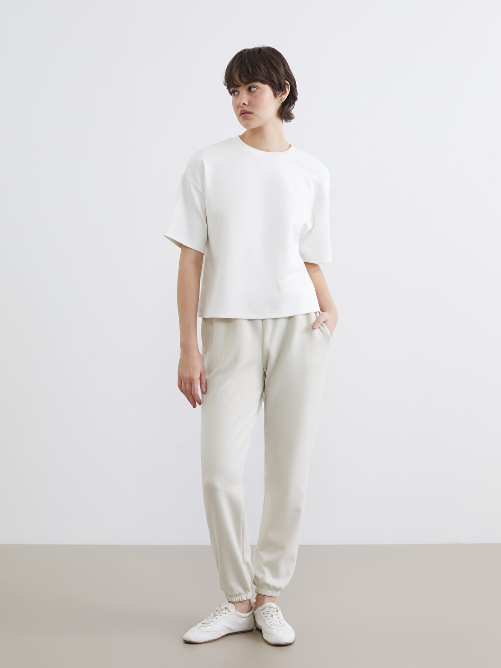 Gri Beli Lastikli Kadın Jogger Pijama Altı-0