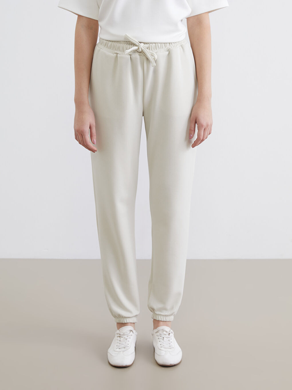 Gri Beli Lastikli Kadın Jogger Pijama Altı-1