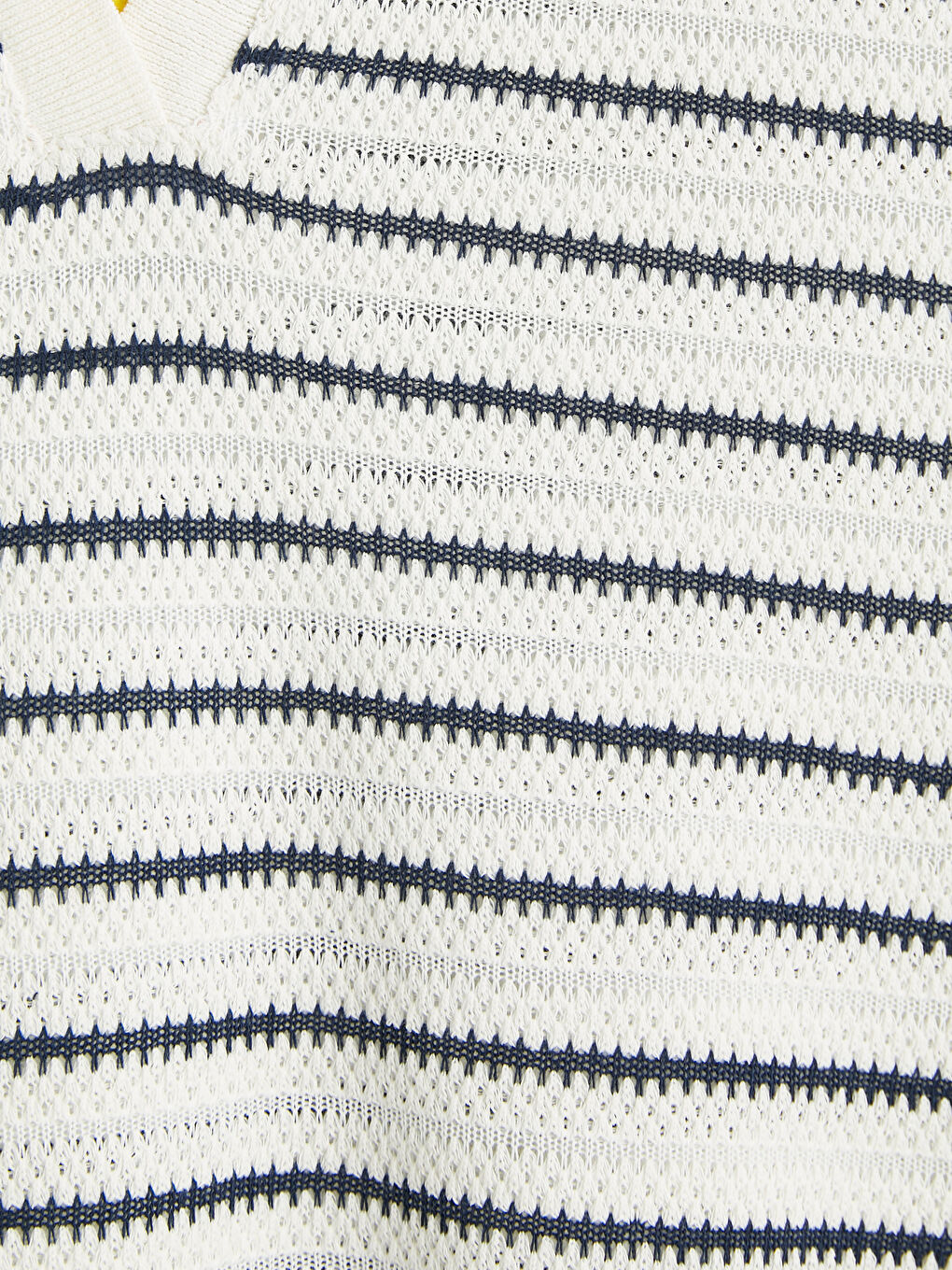 Lacivert Polo Yaka Çizgili Triko Erkek Tişört-5