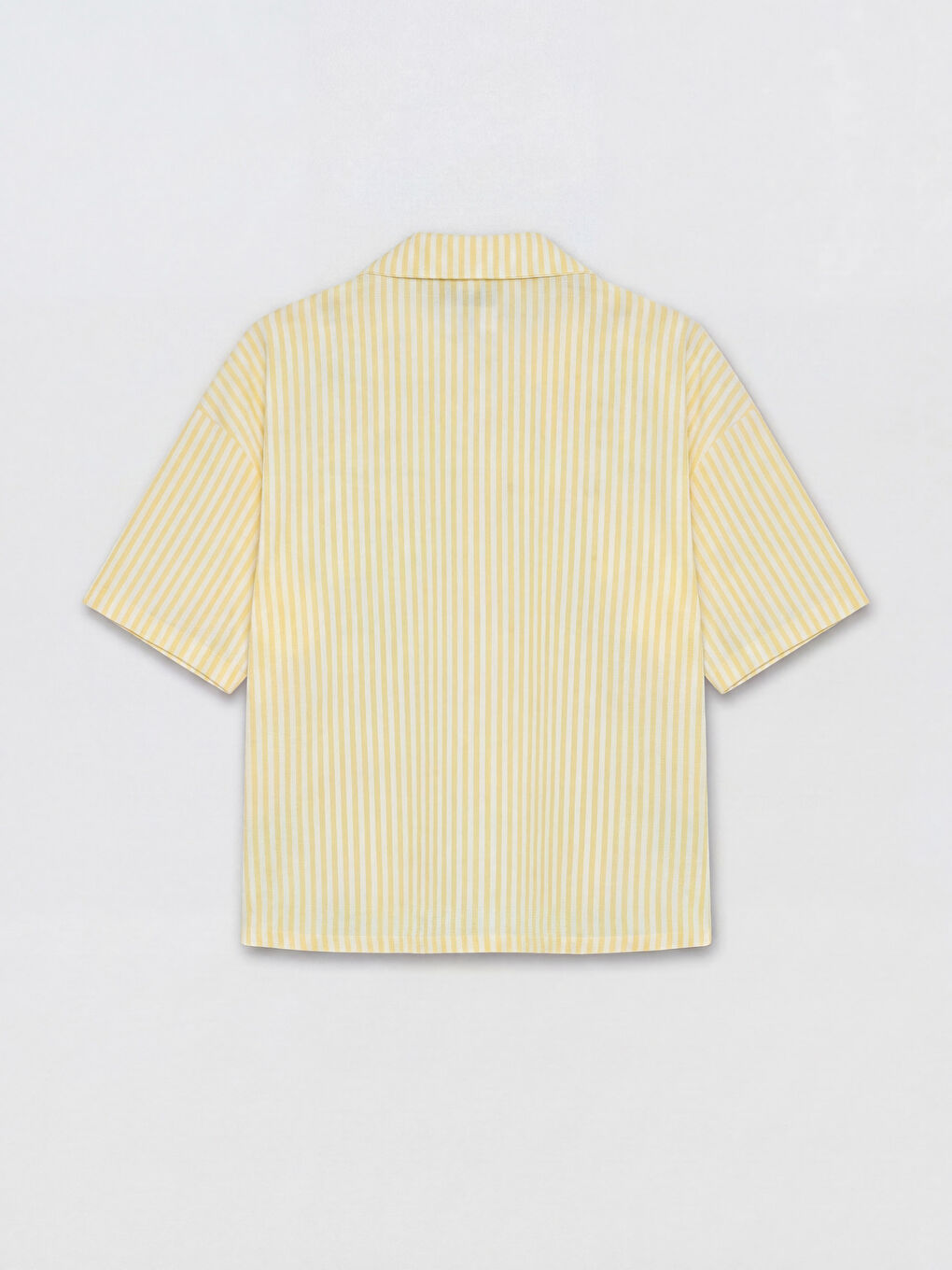 Sarı Gömlek Yaka Baskılı Kadın Pijama Üst-1