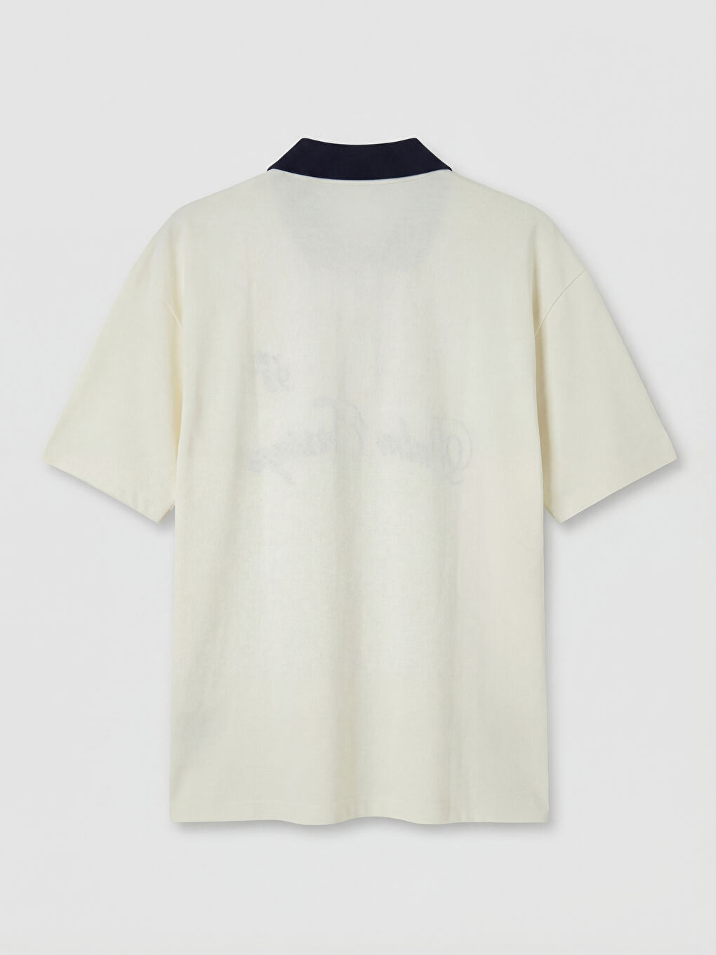 Ekru Polo Yaka Nakışlı Erkek Tişört-1