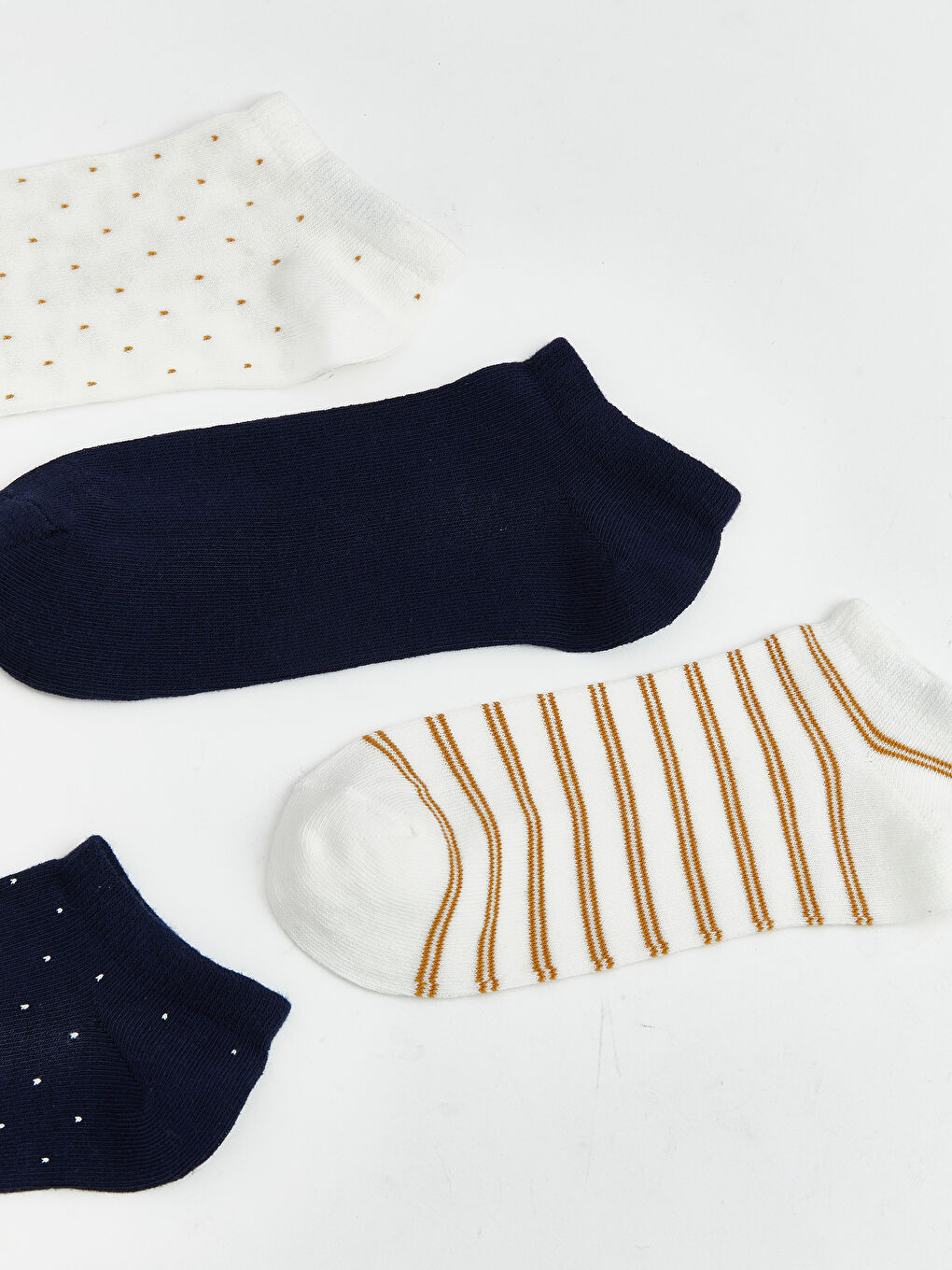Ekru Desenli Kadın Patik Çorap 5'li -1